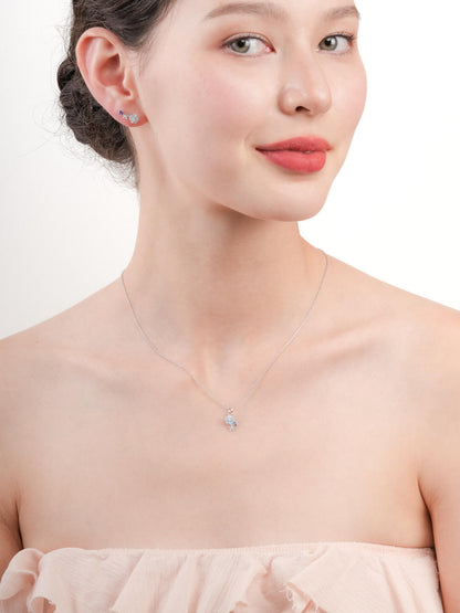 Dainty Blue Cluster Flower Pendant Necklace Aquamarine Tanzanite S925 Silver Rhodium (2) – Mondays Made Flower & Birthstone Jewelry Singapore