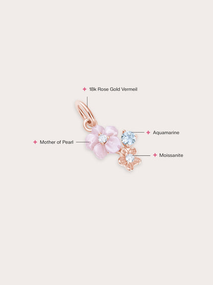 Dainty Pink Cluster Flower Charm 18K Rose Gold (2) – Mondays Made Flower & Birthstone Jewelry Singapore