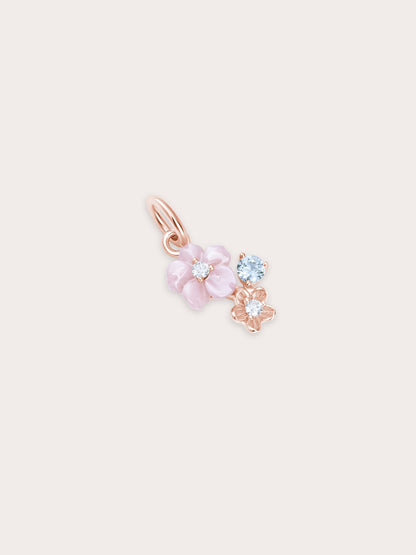 Dainty Pink Cluster Flower Charm 18K Rose Gold (3) – Mondays Made Flower & Birthstone Jewelry Singapore