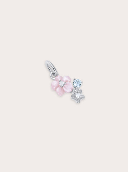 Dainty Pink Cluster Flower Charm S925 Silver Rhodium (3) – Mondays Made Flower & Birthstone Jewelry Singapore