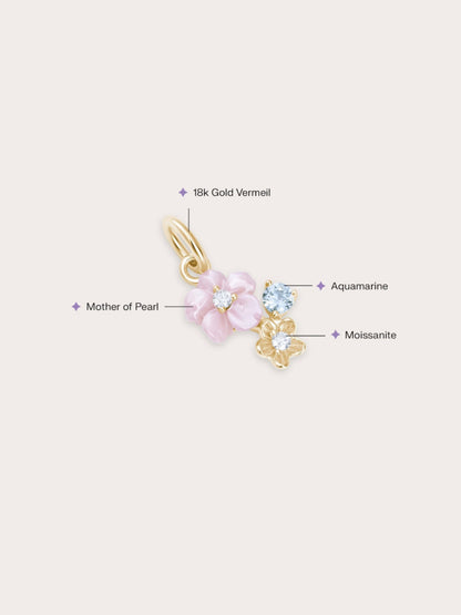 Dainty Pink Cluster Flower Charm 18K Gold (2) – Mondays Made Flower & Birthstone Jewelry Singapore