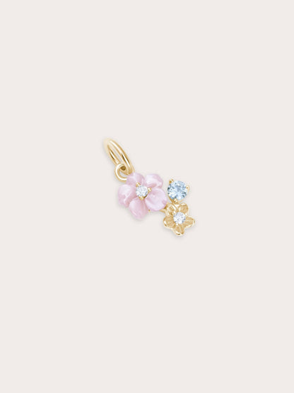 Dainty Pink Cluster Flower Charm 18K Gold (3) – Mondays Made Flower & Birthstone Jewelry Singapore