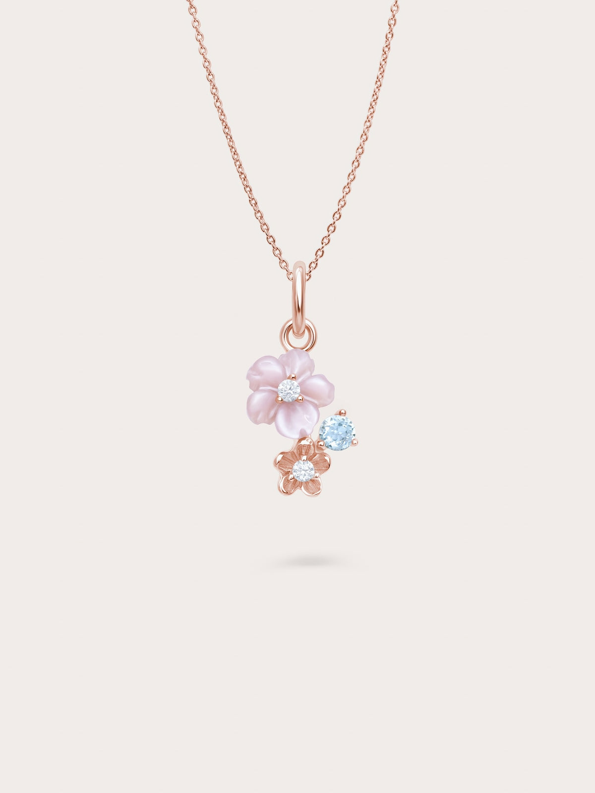 Dainty Pink Cluster Flower Necklace 18K Rose Gold – Mondays Made Flower & Birthstone Jewelry Singapore