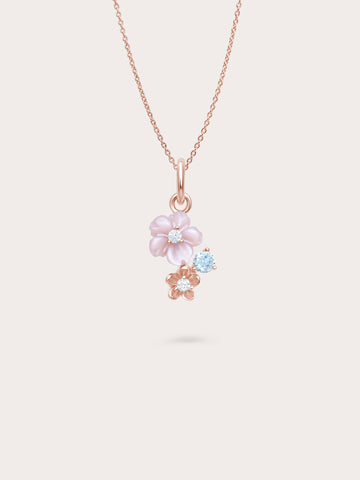 Dainty Pink Cluster Flower Necklace 18K Rose Gold – Mondays Made Flower & Birthstone Jewelry Singapore