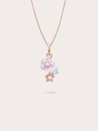 Dainty Pink Cluster Flower Necklace 18K Rose Gold – Mondays Made Flower & Birthstone Jewelry Singapore