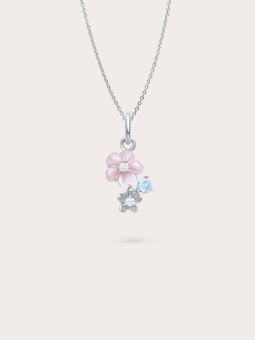 Dainty Pink Cluster Flower Necklace S925 Silver Rhodium – Mondays Made Flower & Birthstone Jewelry Singapore