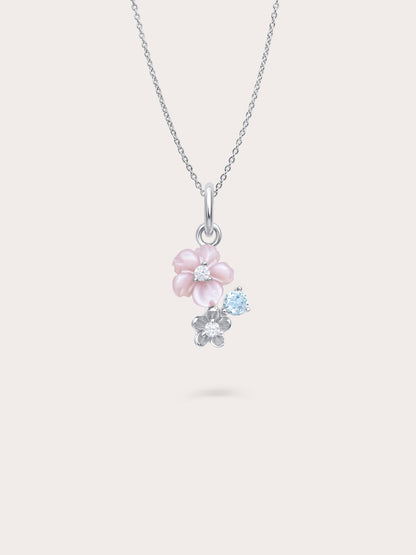 Dainty Pink Cluster Flower Necklace S925 Silver Rhodium – Mondays Made Flower & Birthstone Jewelry Singapore