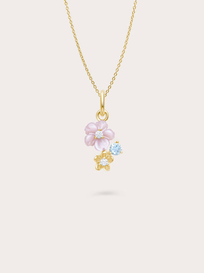 Dainty Pink Cluster Flower Necklace 18K Gold – Mondays Made Flower & Birthstone Jewelry Singapore
