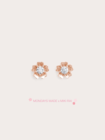 Dainty Sakura Stud Earrings 18K Rose Gold (7) – Mondays Made Flower & Birthstone Jewelry Singapore
