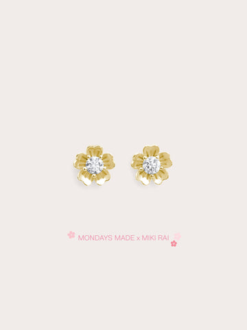 Dainty Sakura Stud Earrings 18K Gold (4) – Mondays Made Flower & Birthstone Jewelry Singapore