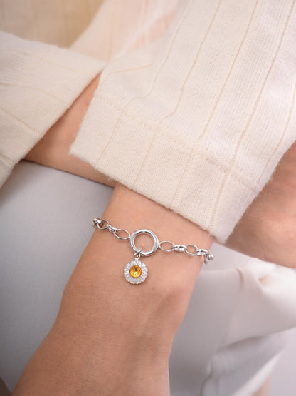 Daisy Charm S925 Silver Rhodium (6) – Mondays Made Flower & Birthstone Jewelry Singapore