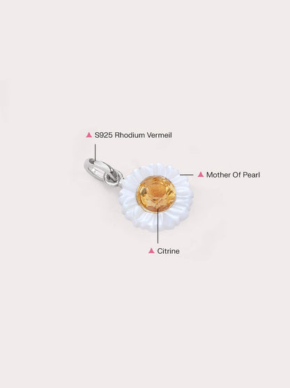 Daisy Charm S925 Silver Rhodium Side (2) – Mondays Made Flower & Birthstone Jewelry Singapore