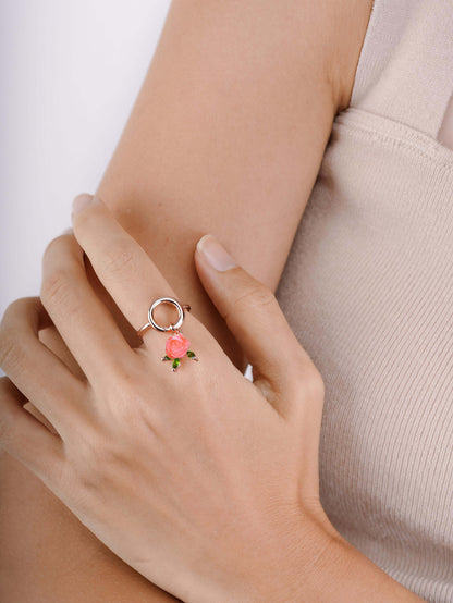 Donut Charm Ring 18K Rose Gold (6) – Mondays Made Flower & Birthstone Jewelry Singapore