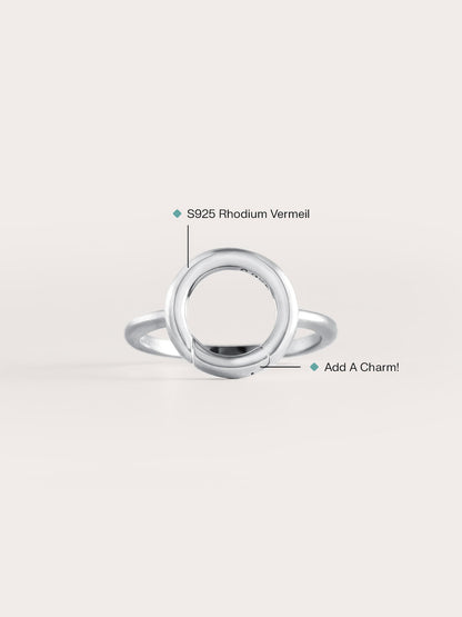 Donut Charm Ring S925 Silver Rhodium (4) – Mondays Made Flower & Birthstone Jewelry Singapore