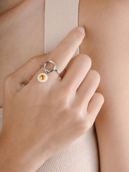 Donut Charm Ring S925 Silver Rhodium (5) – Mondays Made Flower & Birthstone Jewelry Singapore