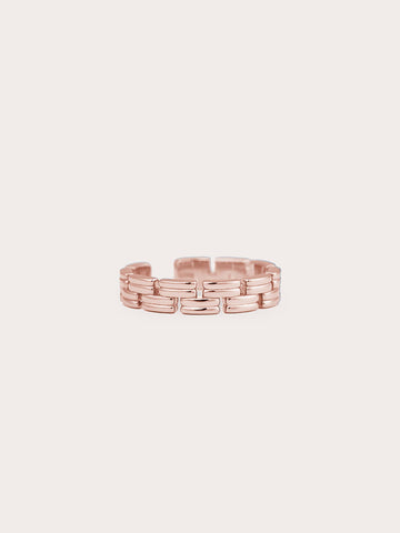 Duo Link Chain Ring 18K Rose Gold Close Up (2) – Mondays Made Flower & Birthstone Jewelry Singapore