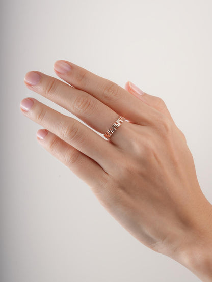 Duo Link Chain Ring 18K Rose Gold (4) – Mondays Made Flower & Birthstone Jewelry Singapore