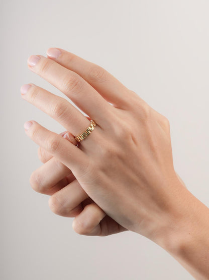 Duo Link Chain Ring 18K Gold (8) – Mondays Made Flower & Birthstone Jewelry Singapore