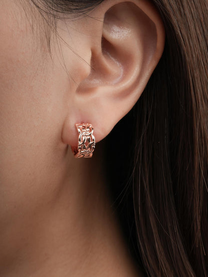 Entwined Chain Hoop Earrings 18K Rose Gold (5) – Mondays Made Flower & Birthstone Jewelry Singapore