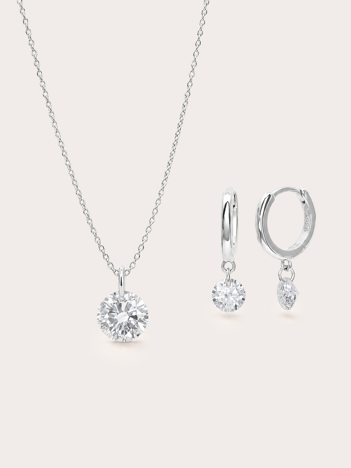 Floating Moissanite Necklace and Earrings Set