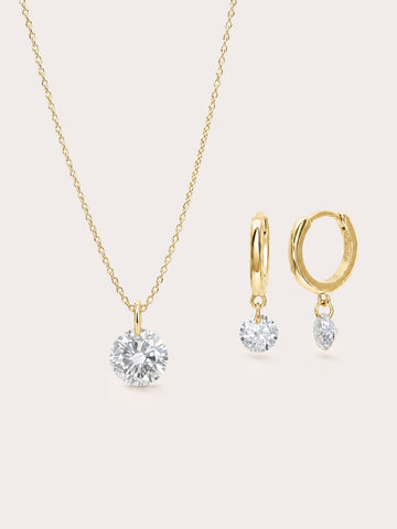 Floating Moissanite Set 18K Gold – Mondays Made Flower & Birthstone Jewelry Singapore