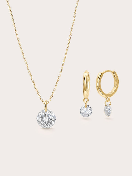 Floating Moissanite Set 18K Gold – Mondays Made Flower & Birthstone Jewelry Singapore