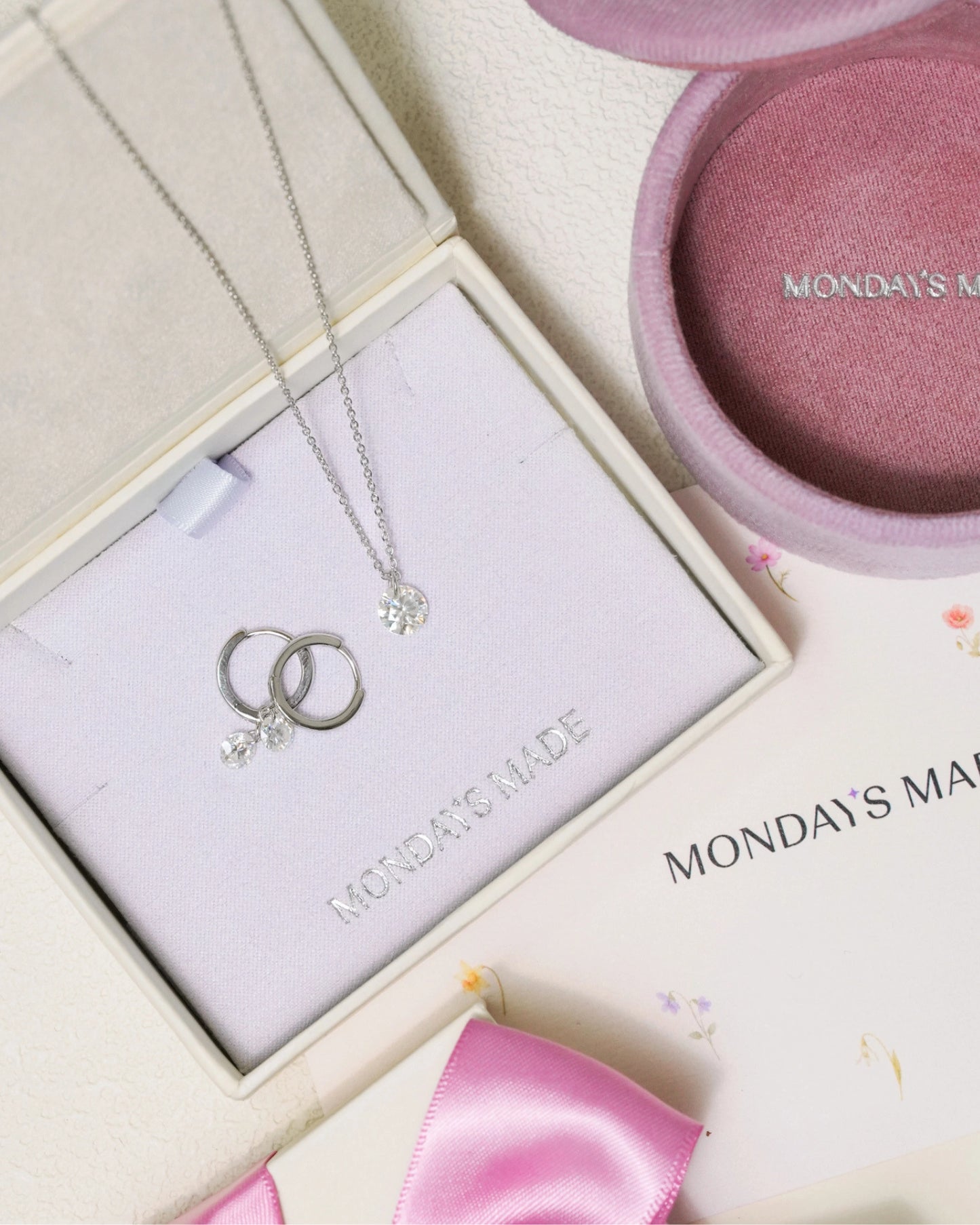 Floating Moissanite Necklace and Earrings Set