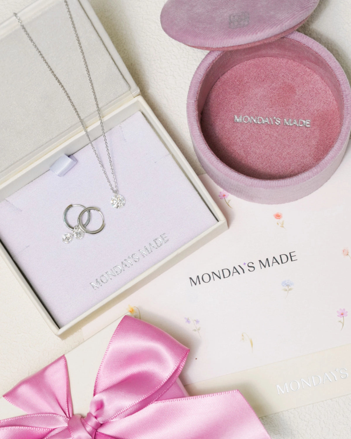 Floating Moissanite Necklace and Earrings Set