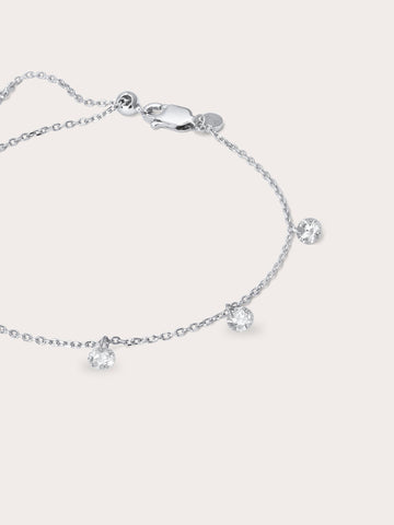 Floating Moissanite Trio Bracelet Rhodium – Mondays Made Flower & Birthstone Jewelry Singapore