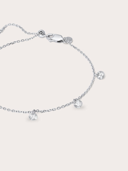 Floating Moissanite Trio Bracelet Rhodium – Mondays Made Flower & Birthstone Jewelry Singapore