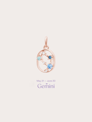 Gemini Charm 18K Rose Gold (1) – Mondays Made Flower & Birthstone Jewelry Singapore