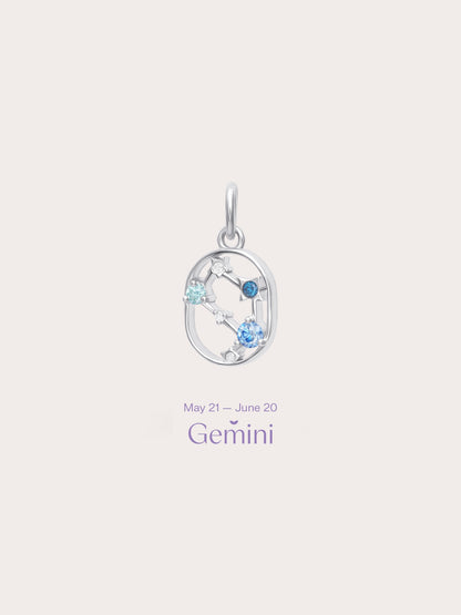 Gemini Charm S925 Silver Rhodium (1) – Mondays Made Flower & Birthstone Jewelry Singapore