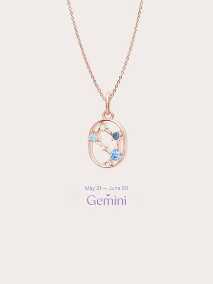 Gemini Necklace 18K Rose Gold (1) – Mondays Made Flower & Birthstone Jewelry Singapore