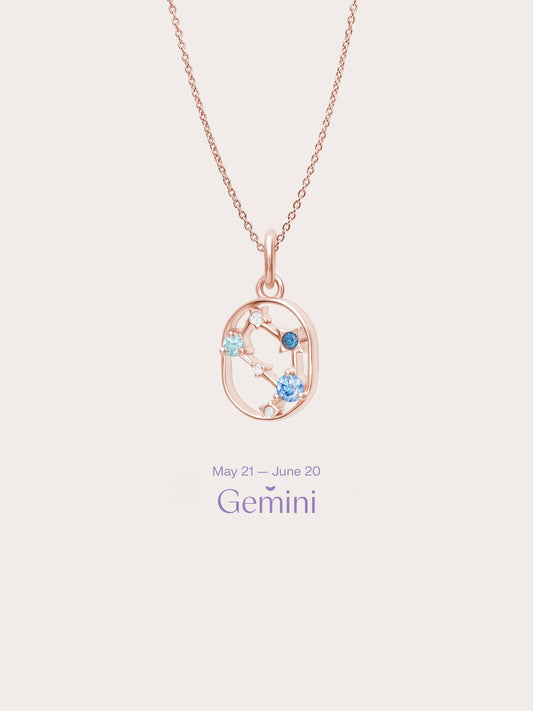 Gemini Necklace 18K Rose Gold (1) – Mondays Made Flower & Birthstone Jewelry Singapore