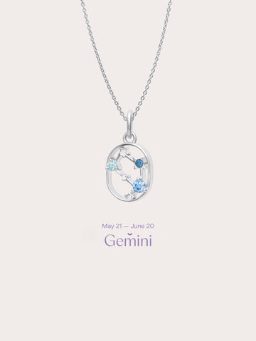 Gemini Necklace S925 Silver Rhodium (1) – Mondays Made Flower & Birthstone Jewelry Singapore