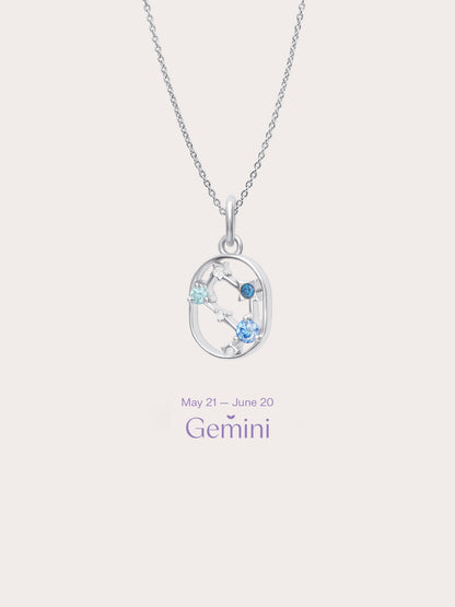 Gemini Necklace S925 Silver Rhodium (1) – Mondays Made Flower & Birthstone Jewelry Singapore