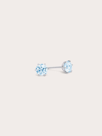 Glacier Blue Moissanite Stud Earring 0.5ct S925 Silver Rhodium (1) – Mondays Made Flower & Birthstone Jewelry Singapore
