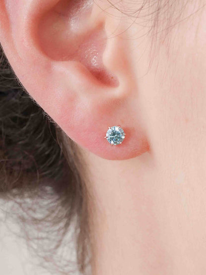 Glacier Blue Moissanite Stud Earrings 0.5ct 18K Rose Gold (1) – Mondays Made Flower & Birthstone Jewelry Singapore