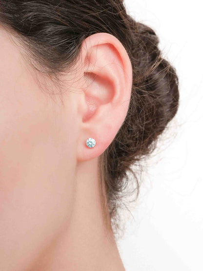 Glacier Blue Moissanite Stud Earrings 0.5ct 18K Rose Gold (3) – Mondays Made Flower & Birthstone Jewelry Singapore