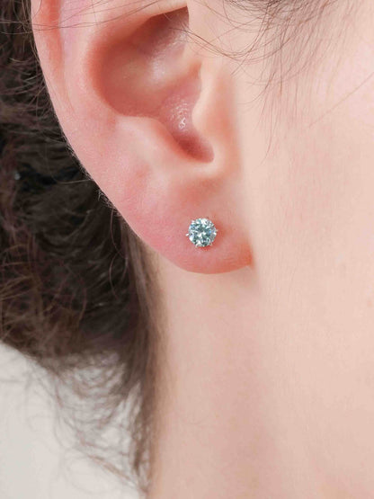 Glacier Blue Moissanite Stud Earrings 0.5ct S925 Silver Rhodium (1) – Mondays Made Flower & Birthstone Jewelry Singapore