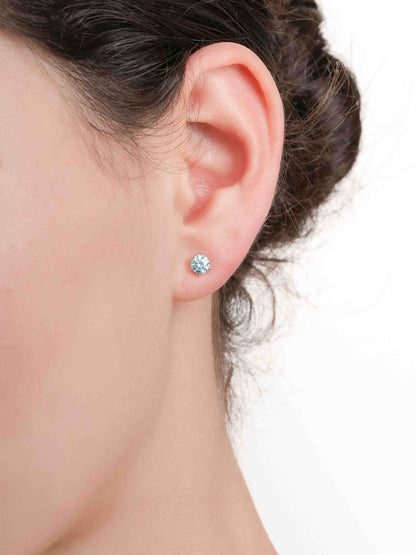 Glacier Blue Moissanite Stud Earrings 0.5ct S925 Silver Rhodium (3) – Mondays Made Flower & Birthstone Jewelry Singapore