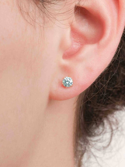 Glacier Blue Moissanite Stud Earrings 0.5ct 18K Gold (1) – Mondays Made Flower & Birthstone Jewelry Singapore