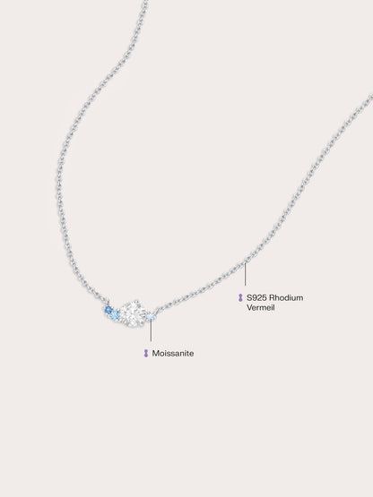 Glacier Moissanite Cluster Necklace S925 Silver Rhodium (5) – Mondays Made Flower & Birthstone Jewelry Singapore