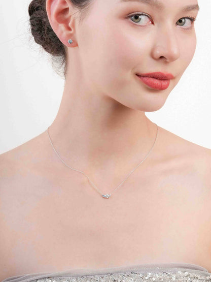 Glacier Moissanite Cluster Necklace S925 Silver Rhodium (3) – Mondays Made Flower & Birthstone Jewelry Singapore