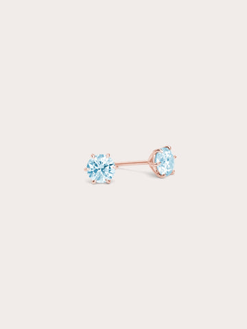 Glacier Blue Moissanite Stud Earring 0.5ct 18K Rose Gold (4) – Mondays Made Flower & Birthstone Jewelry Singapore