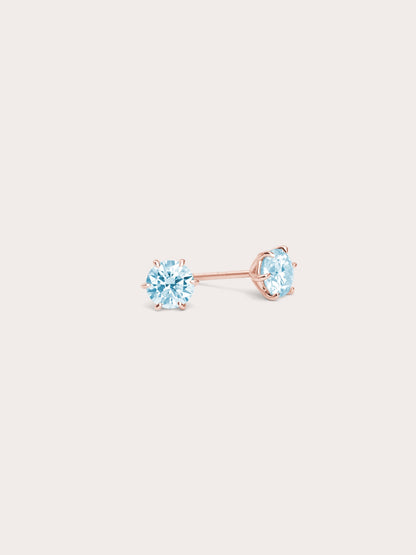 Glacier Blue Moissanite Stud Earring 0.5ct 18K Rose Gold (4) – Mondays Made Flower & Birthstone Jewelry Singapore
