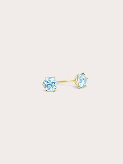 Glacier Blue Moissanite Stud Earring 0.5ct 18K Gold (4) – Mondays Made Flower & Birthstone Jewelry Singapore