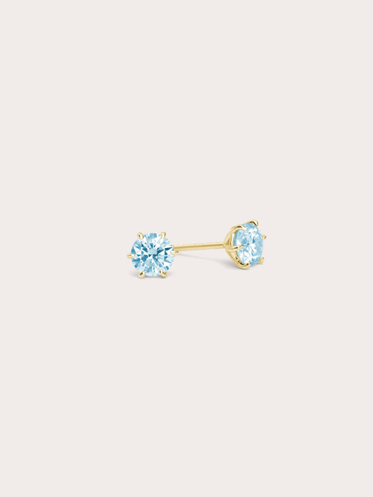 Glacier Blue Moissanite Stud Earring 0.5ct 18K Gold (4) – Mondays Made Flower & Birthstone Jewelry Singapore