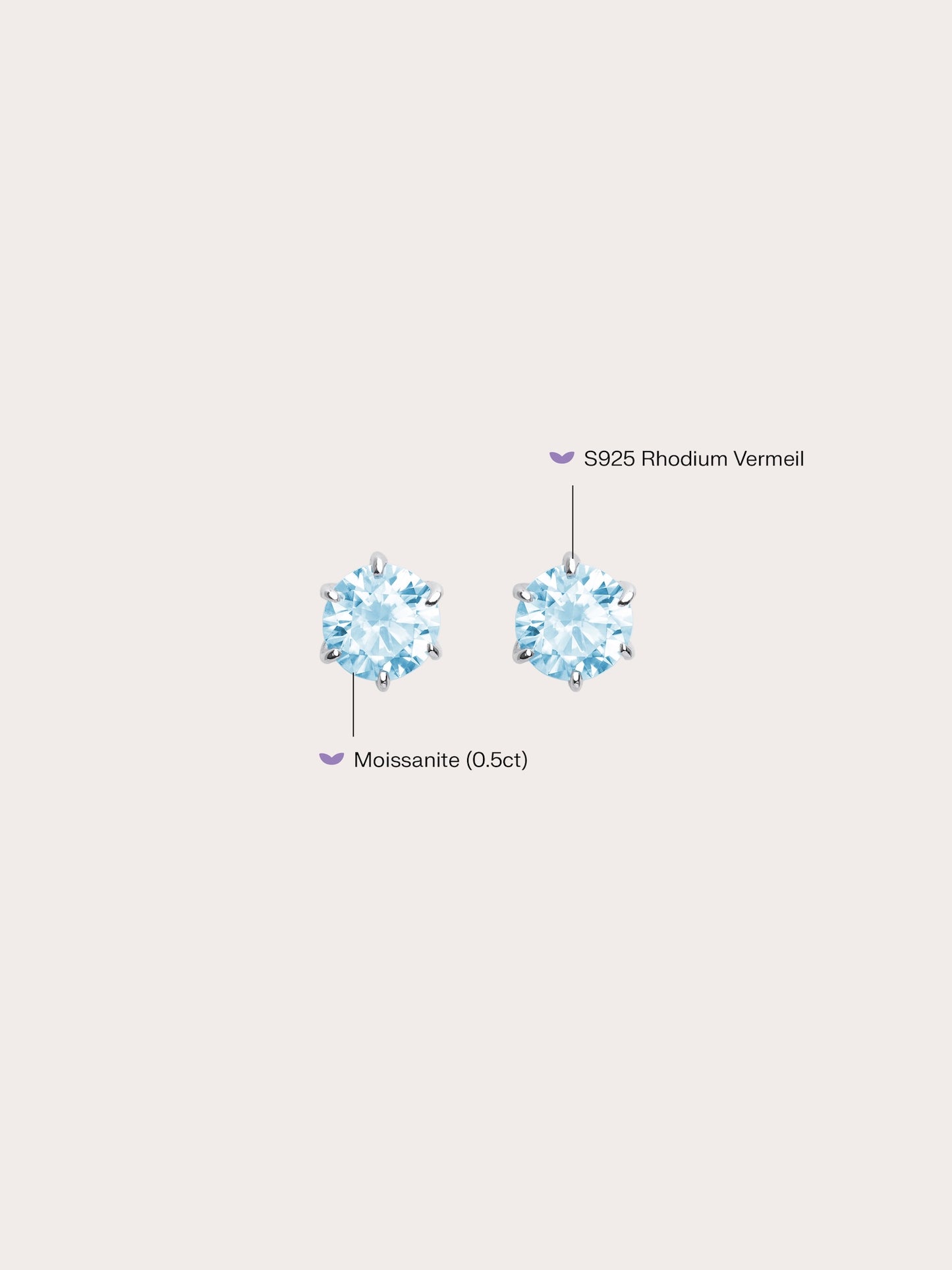 Glacier Blue Moissanite Stud Earrings (0.5ct)