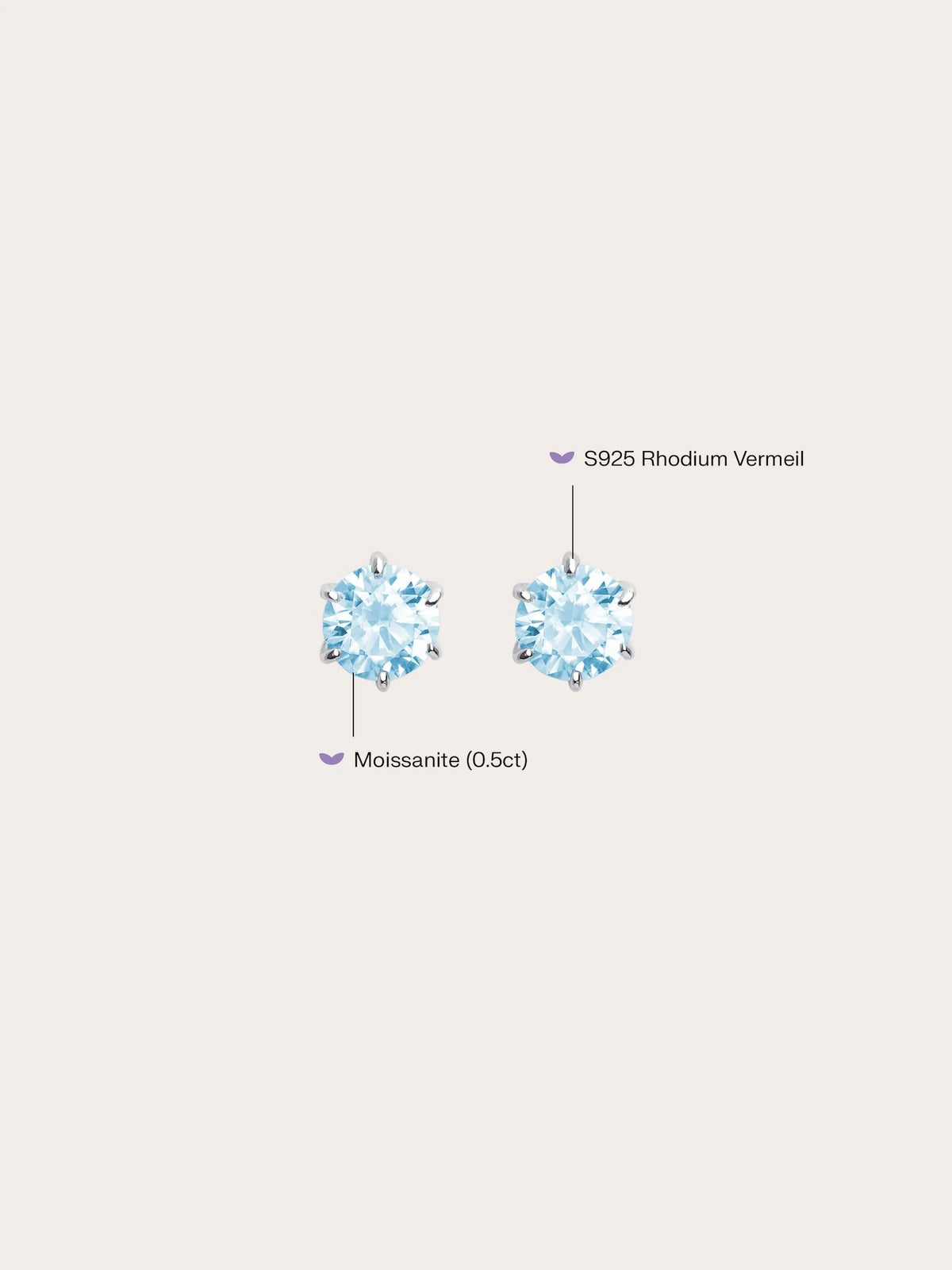 Glacier Blue Moissanite Stud Earrings (0.5ct)